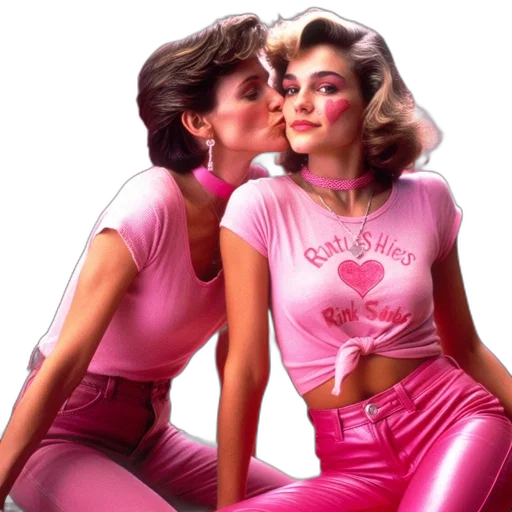 vaporwave, neon lights, two, women transparent PNG cut-out