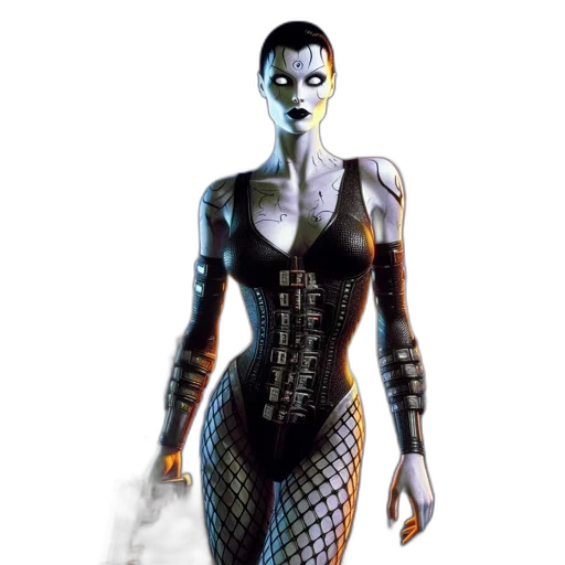 dress, concept art, comic book art, cyberpunk transparent PNG cut-out