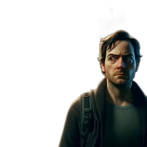 jacket, face, concept art, photorealistic transparent PNG cut-out