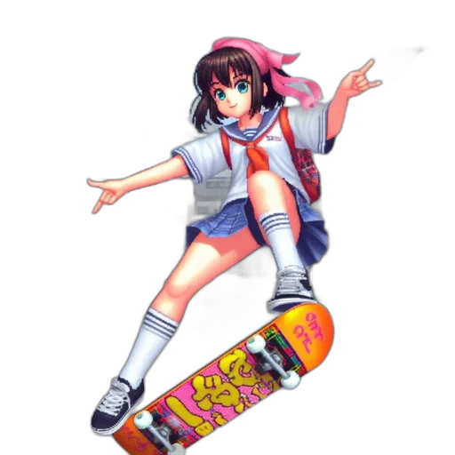 weapon, anime, vaporwave, pixel art transparent PNG cut-out