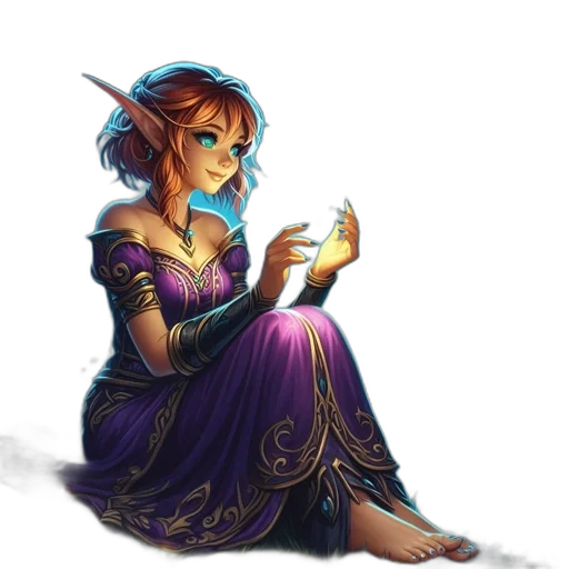 dress, staff, jewelry, face transparent PNG cut-out