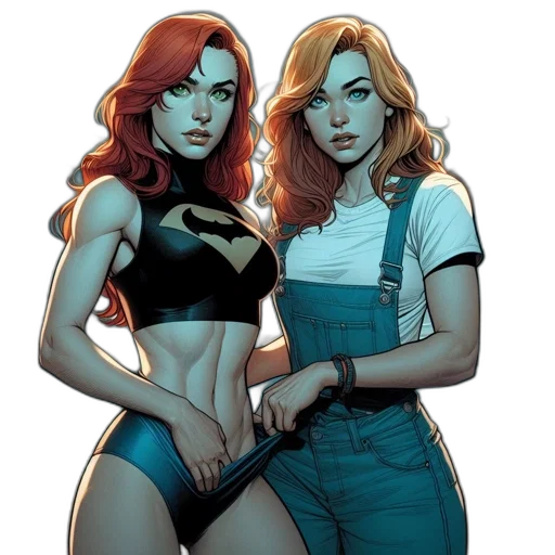 comic book art, concept art, cartoon, two transparent PNG cut-out