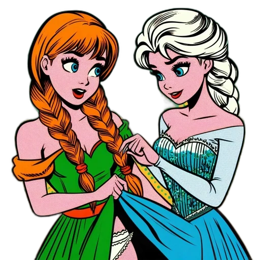 dress, jewelry, crown, comic book art transparent PNG cut-out