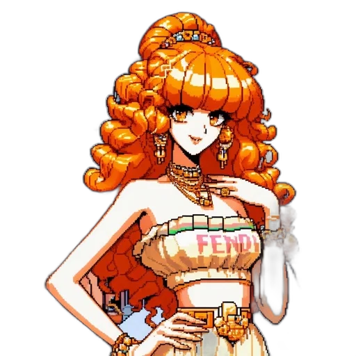 staff, jewelry, dress, pixel art transparent PNG cut-out