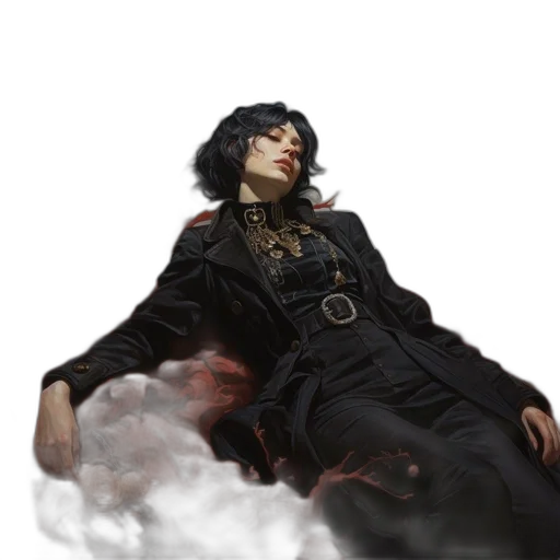 jacket, dress, staff, dragon transparent PNG cut-out