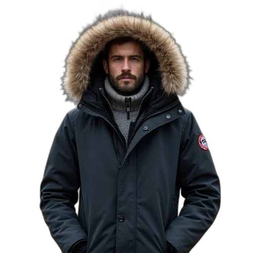 jacket, superdrywear, parka, men transparent PNG cut-out