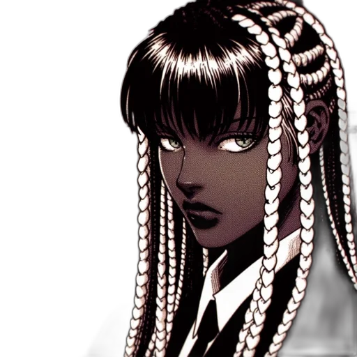 hair, staff, comic book art, anime transparent PNG cut-out