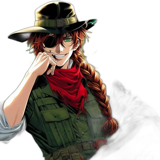 hat, weapon, jacket, anime transparent PNG cut-out