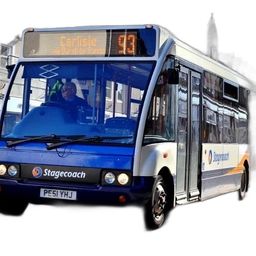 photorealistic, stagecoach, bus, driving transparent PNG cut-out