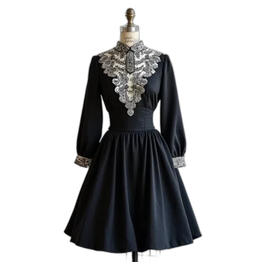 dress, dark, monochrome, black transparent PNG cut-out