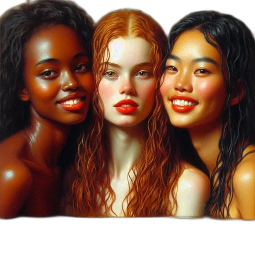 face, jewelry, photorealistic, oil painting transparent PNG cut-out