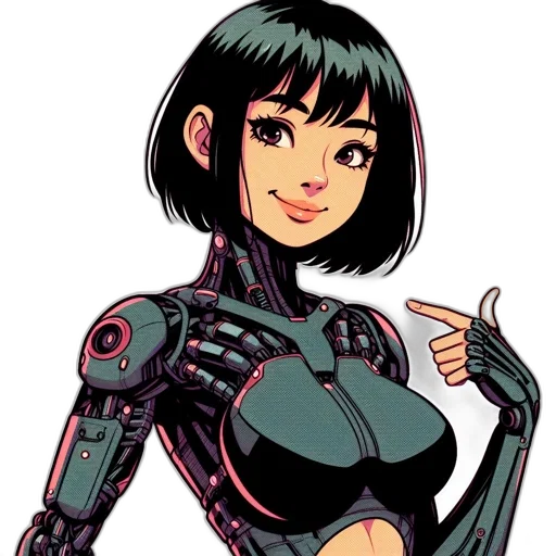 robot, comic book art, cyberpunk, concept art transparent PNG cut-out