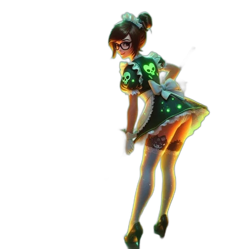 dress, staff, creature, concept art transparent PNG cut-out