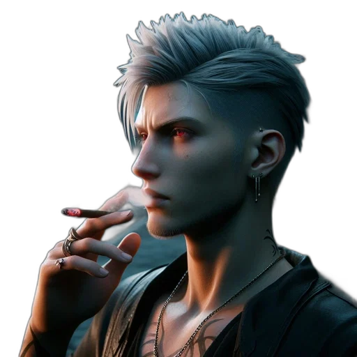 face, jacket, staff, concept art transparent PNG cut-out
