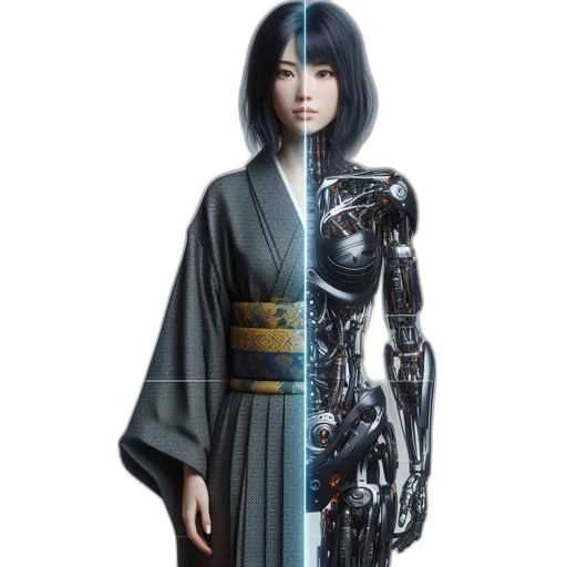 robot, dress, concept art, cyberpunk transparent PNG cut-out