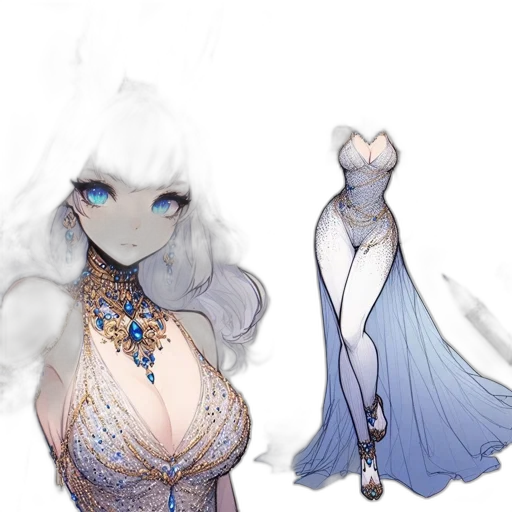 dress, jewelry, concept art, fantasy art transparent PNG cut-out
