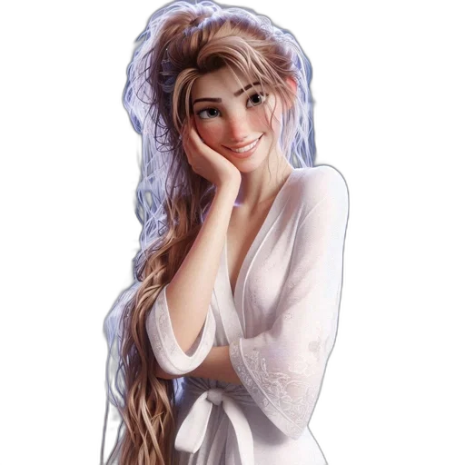 dress, hair, face, photorealistic transparent PNG cut-out