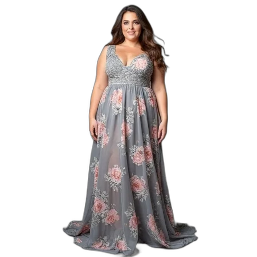 dress, plus, size, floral transparent PNG cut-out