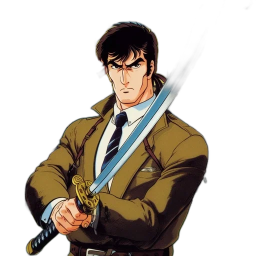 jacket, staff, sword, weapon transparent PNG cut-out