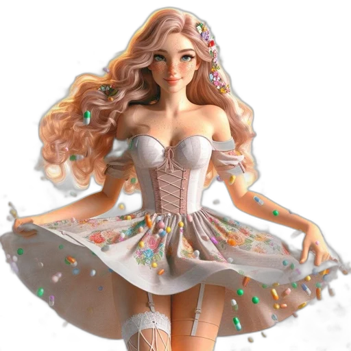 dress, 3d render, fantasy art, concept art transparent PNG cut-out
