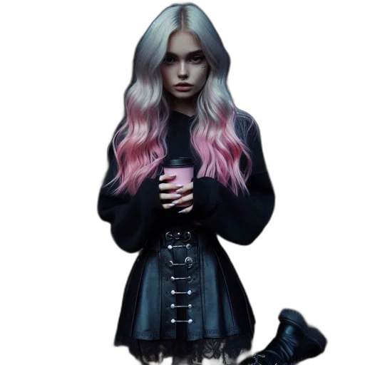 jacket, dress, hair, creature transparent PNG cut-out