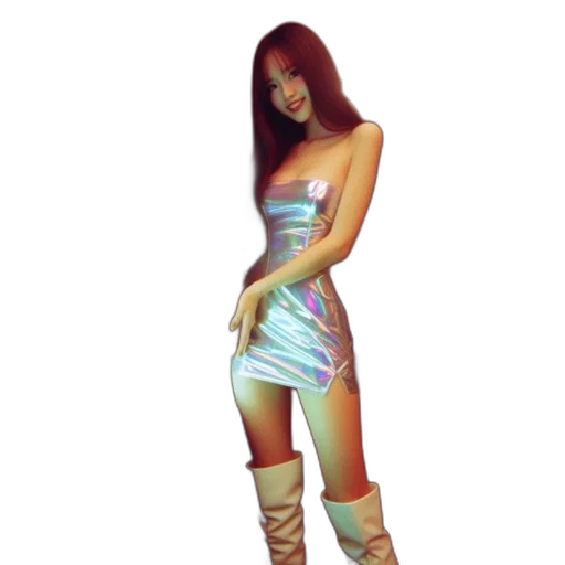 dress, robot, staff, 3d render transparent PNG cut-out