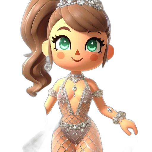 dress, crown, jewelry, 3d render transparent PNG cut-out