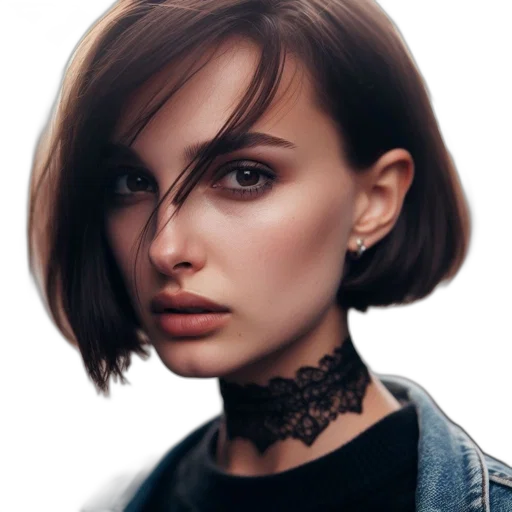face, hair, jewelry, jacket transparent PNG cut-out