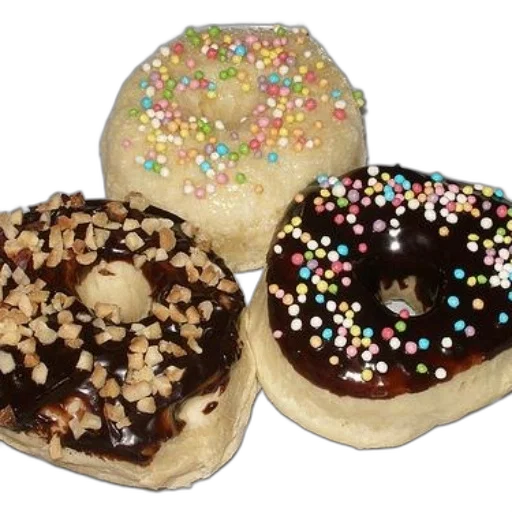 food, three, donuts, different transparent PNG cut-out