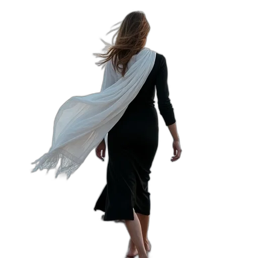 dress, staff, woman, black transparent PNG cut-out