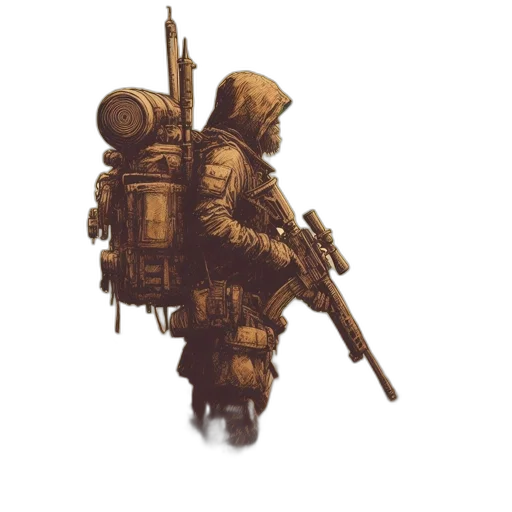 weapon, jacket, robot, staff transparent PNG cut-out