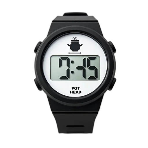 black, digital, wristwatch, white transparent PNG cut-out