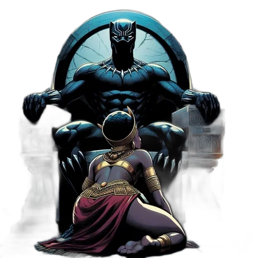comic book art, concept art, fantasy art, black-suited transparent PNG cut-out
