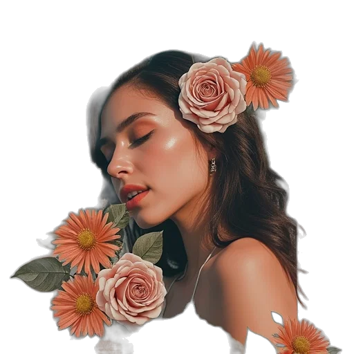 flower, crown, face, jewelry transparent PNG cut-out