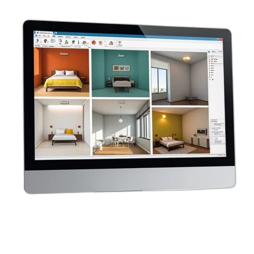 3d render, computer, screen, displaying transparent PNG cut-out