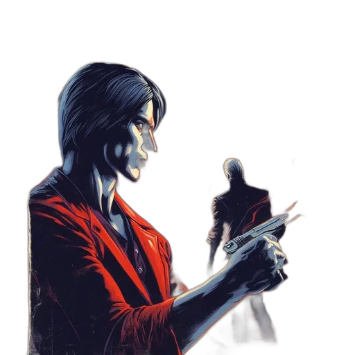 jacket, face, mask, weapon transparent PNG cut-out