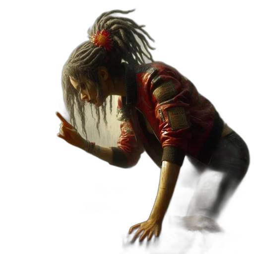 creature, jacket, hair, mask transparent PNG cut-out