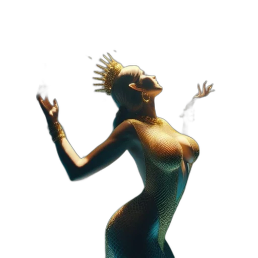 dress, crown, creature, hair transparent PNG cut-out
