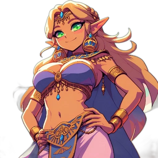 dress, crown, jewelry, staff transparent PNG cut-out