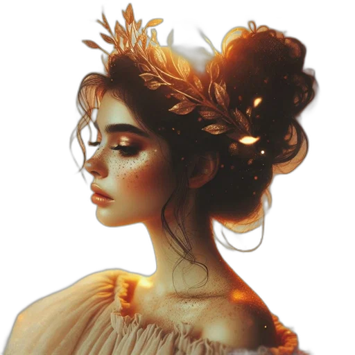 crown, dress, hair, face transparent PNG cut-out