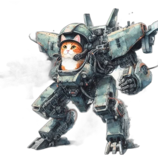 robot, weapon, concept art, watercolor transparent PNG cut-out
