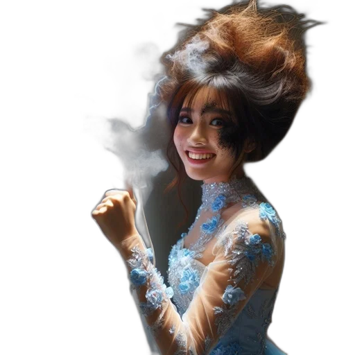 hair, dress, photorealistic, 3d render transparent PNG cut-out