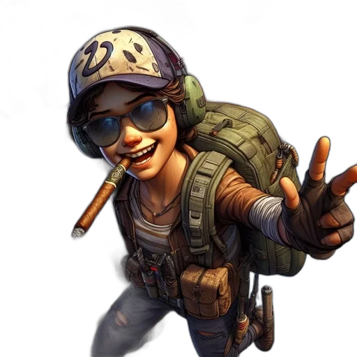 weapon, staff, jacket, face transparent PNG cut-out