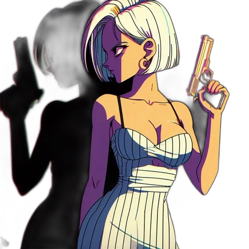 dress, robot, weapon, cartoon transparent PNG cut-out