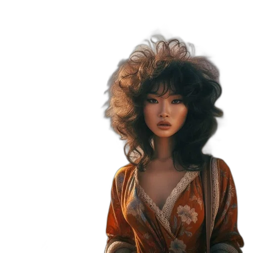 hair, dress, face, jacket transparent PNG cut-out