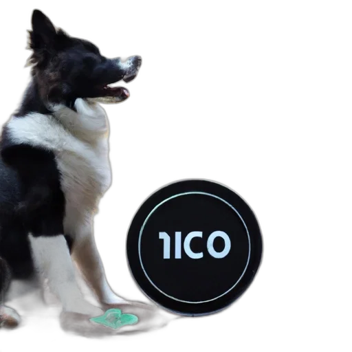 black, white, dog, sits transparent PNG cut-out