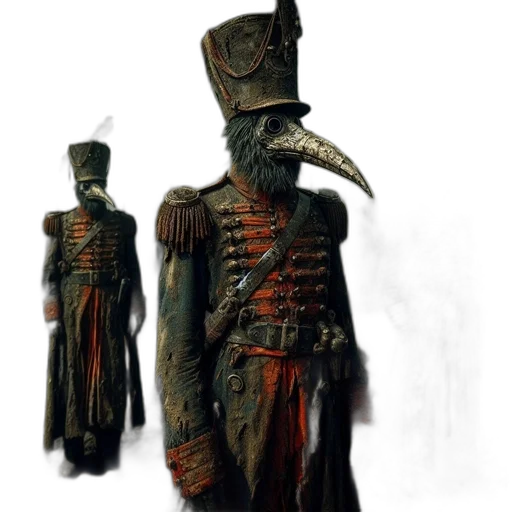 mask, staff, hat, jacket transparent PNG cut-out