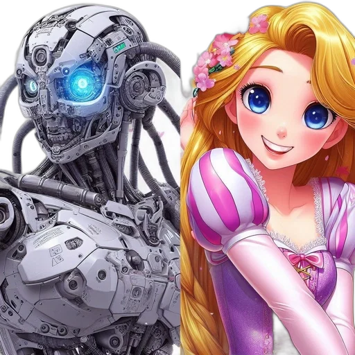 robot, concept art, 3d render, anime transparent PNG cut-out