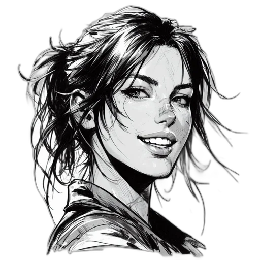 face, comic book art, pencil sketch, photorealistic transparent PNG cut-out