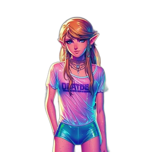 dress, pixel art, vaporwave, fantasy art transparent PNG cut-out